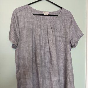 Grey scoop neck linen shirt
